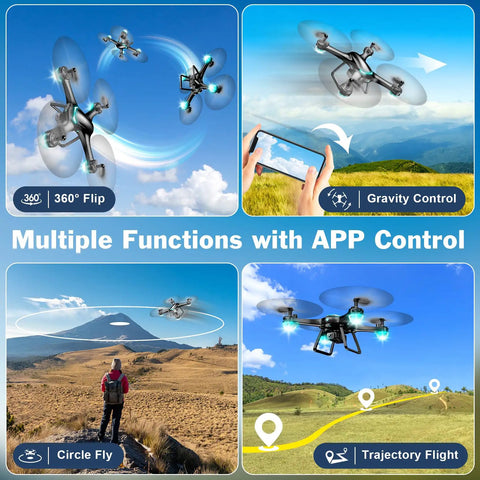 Beginner Friendly Drone With 1080P Camera And Remote Control Quadcopter displaying 360 flip, gravity control, circle fly, trajectory flight