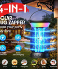 4-In-1 Solar Bug Zapper Outdoor, Rechargeable 6000mAh Mosquito Zapper, Cordless Electric Fly Zapper, Waterproof Insect Zapper for Patio