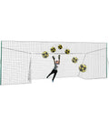 Backyard 3-In-1 Soccer Goal With Rebounder And Backstop Net For Solo Training And Team Practice, young player practicing saves