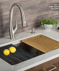 Solid Bamboo Cutting Board For Workstation Sinks Over The Sink Prep Board in kitchen on sink ledge, space-saving design