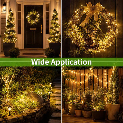 Outdoor Solar String Lights With 100 LEDs 33 Feet 8 Modes Weatherproof Fairy Lights for patio and garden decor, warm white glow