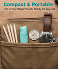 Watch Cleaning Putty With 5 Assist Sticks shown in a pouch with a watch and quarter for scale.