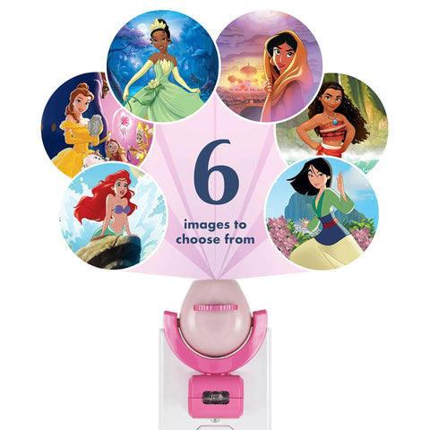 LED Kids Night Light With Projector And Dusk To Dawn Sensor Projects Six Princess Images Belle Jasmine Ariel Moana Tiana And Mulan