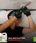 Person using Pro Strength Painted Popcorn Ceiling Remover 1 Gallon No Methylene Chloride No NMP No Drip Gel