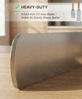 Close-up of Stainless Steel Spatula Set For Griddle And Teppanyaki Long Spatulas with 0.043 inch heavy-duty blade on wooden surface.