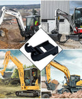 Rock Solid Coupler Bracket for Mini Excavator Quick Attach Mounts Built to Last in Heavy Duty Steel with Black Coating Compatible with Bobcat E Series Buckets and Attachments showing excavators on site