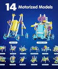Image of 14 motorized models from the 36-In-1 Motor Robotic Kits For Kids Aged 8-13 Build 14 Motorized Models And More With This Hands-On STEM Toy Set.
