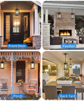 Top Shelf Build And 11 Inch Black Outdoor Pendant Light Comes Loaded With Smart Dusk To Dawn Sensor Serving As Knockout Wall Lantern in porch setting.