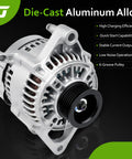 Die-cast aluminum alternator for 1991-1998 Wrangler Cherokee Grand Cherokee TJ 2.5L 4.0L V6 L4 L6, plug-and-play install