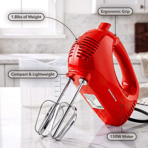 Top Tier Five Speed Electric Hand Mixer With Slick Adjustable Controls And A Sturdy Red Storage Case For Blazing Through Whipping Cream