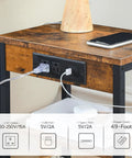 Space Saver Side Table With Built In Charging Station And USB Type C Port 3 Tier Nightstand detail of outlets and ports