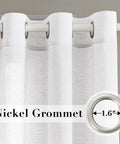 White Linen Sheer Curtains For Living Room Cozy Farmhouse Style Flax Linen Blend Light Filtering Privacy Drapes 52 Wide By 84 Long Set Of 2 Grommet Panels Pure White with nickel grommet detail