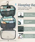 All In One Travel Toiletry Kit Three Piece Set With Hanging Toiletry Bag TSA 311 Liquid Bag And Accessory Organizer Pouch In Dusty Teal
