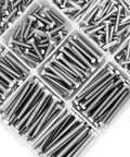 Heavy Duty Bolts And Nuts Flat And Lock Washers Set, 1600 Piece M4 M5 M6 Assortment, 304 Stainless Steel, organized in box