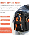 8-Inch Auto Wire Stripper And Cutter For 10-24 AWG Solid And Stranded Wires in tool belt pocket, ergonomic grip visible