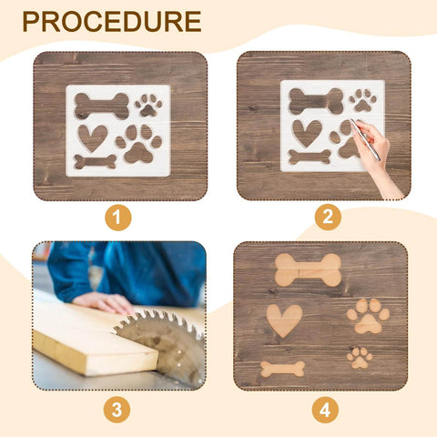 Step-by-step guide using 6.69 By 5.9 Inch Acrylic Dog Paw Print And Bone Router Templates for woodworking and craft projects.