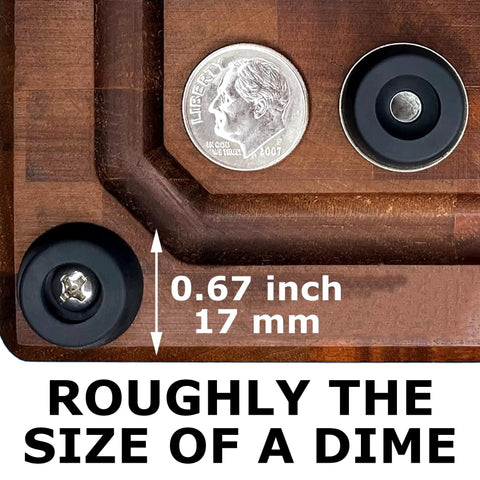 12 Pack Rubber Feet For Cutting Boards Non Slip Bumper Pads With Stainless Screws And Inserts Keeps Your Board Stable On Any Surface BPA Free Rubber Made In USA Perfect For Electronics And Furniture Projects, dime for size comparison