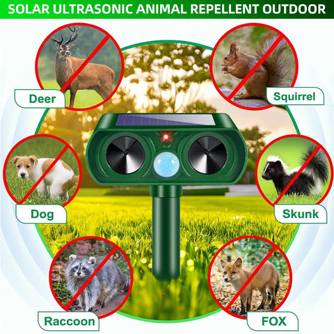 4 Pack Upgraded Sonic Ultrasonic Deer Repellent Devices With Solar Power Waterproof Outdoor Motion Sensor Deterrent for yard