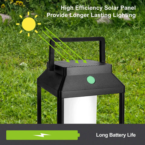 Solar Outdoor Lantern Led Portable Table Lamp With USB And Solar Charging 35W 3000K Warm Glow aluminum lantern on grass