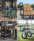 Heavy Duty Pneumatic Caster Wheels 8 Inch 4 Pack with 2 Swivel Brakes shown on various carts for easy mobility.
