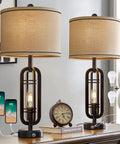 3 Way Dimmable Modern Touch Control Table Lamp Set Of 2 Vintage Farmhouse Rustic Bedside Lamps With Dual USB Ports 27.25 Inch Tall