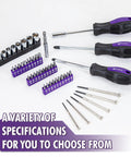 148 Piece Automotive And Household Tool Set With Purple Case for Home Repairs and DIY Projects, tools on display