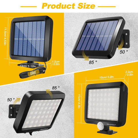 Outdoor Solar Motion Sensor Wall Lights With 56 LEDs, IP65 Waterproof Separable Solar Porch Light, Ultra Bright Security Lighting