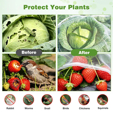 Lightweight Reusable Garden Netting Pest Barrier 10x50 Ft Insect Mesh Pro Grade for protecting plants from pests
