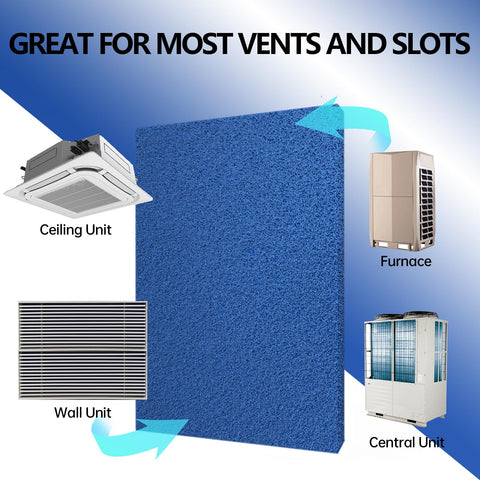 Reusable Air Filter 20x30 For HVAC And RV Cut To Fit With High Airflow MERV 6 shown next to various HVAC units and vents.