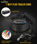 Tough As Nails Seven Pin Trailer Wiring Harness With Eight Foot Extension Cable And Weatherproof Junction Box, showing junction box and well conductive copper wires.