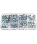 Hella Tough Phillips Flat Head Wood Screws Assortment Kit With Driver Bit, heavy duty self tapping fasteners in storage box.