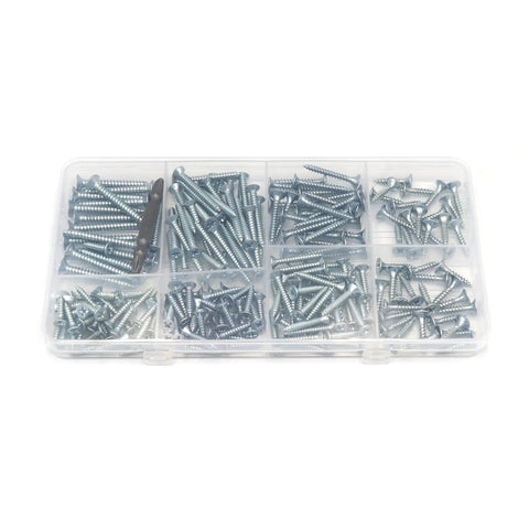 Hella Tough Phillips Flat Head Wood Screws Assortment Kit With Driver Bit, heavy duty self tapping fasteners in storage box.