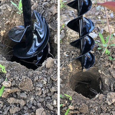 Garden Auger Drill Bit Set For Planting, 16.5 Inch Solid Core Shaft in soil, creating hole for bulbs and bedding plants