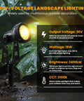 Outdoor Landscape Lighting Kit Six Pack With Transformer Plug In LED Spot Lights For Garden, highlighting warm white IP65 waterproof light