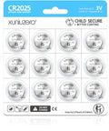 Hella Solid CR2025 3 Volt Coin Cell Batteries 12 Pack with child resistant bitter shell, ideal for electronics.