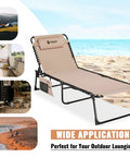 Beige Oversized Chaise Lounge Chair With Five Adjustable Positions on sandy beach