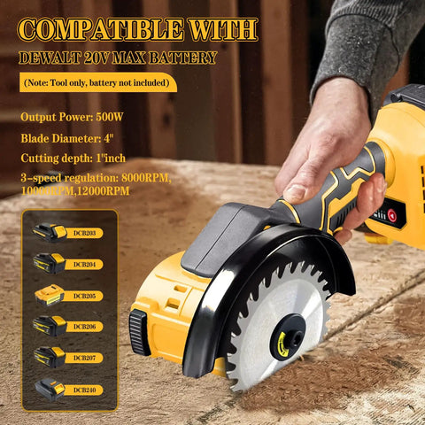 4 Inch Brushless Cordless Cut Off Tool For 20V Battery Compatibility Workhorse 500W Angle Grinder Saw Kit on wood surface