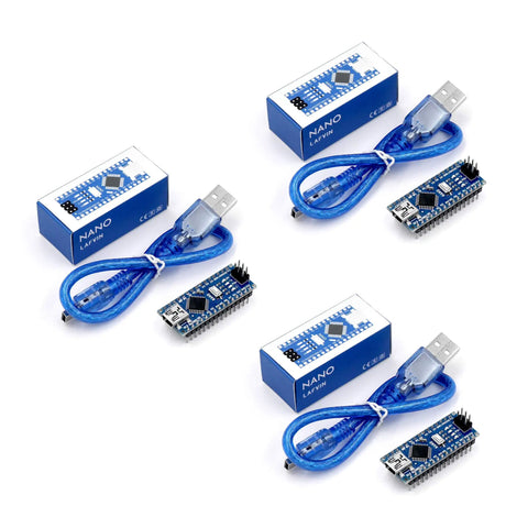 Three Pack ATmega328P Micro Controller Board V3.0 5V 16MHz with USB Cable Included, CH340G USB Interface, Arduino IDE Compatible
