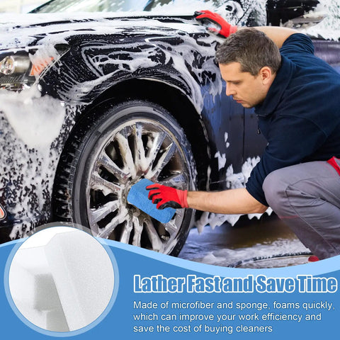 Blue 32 Pack Microfiber Applicator Pads For Car Detailing Soft Foam Buffing Sponges Pro Grade Ideal For Wax Ceramic Coating Polish Reusable Washable Car Care Tools used on wheel