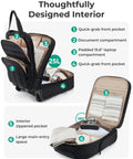 Interior compartments of Underseat Carry On Luggage With Wheels For Women, 16 Inch Personal Item Bag showing organized pocket layout.