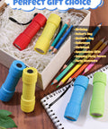 Compact Grab And Go Mini LED Flashlight Set In 4 Colors With 48 AAA Batteries in gift box with colored pencils