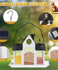 Outdoor Solar Powered Bird Feeder For Cardinals Large White Hanging Metal Wild Bird Feeder With Squirrel Proof Design
