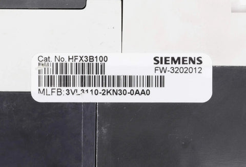 Label showing details of Heavy Duty 100 Amp Circuit Breaker Three Pole 480 Volt Unit With 65Ka Interrupt Rating Class H.