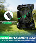 18 Inch 40V Cordless Lawn Mower With Brushless Motor Delivers Gas Like Cuts For Real Mulch Or Bag Six Easy Height Settings Dual 5Ah Batteries Included Quiet Low Maintenance For Small To Medium Yards black mower showing 18-inch manganese steel blade