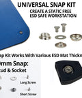ESD Mat Workstation Grounding Kit With 15 Foot Common Point Ground Cord and Banana Plugs, Universal Snap Kit components.
