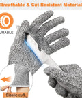 10 Pairs Cut Resistant Gloves For Kitchen Use, Level 5 Protection, holding knife, durable gray medium fit, non-slip elastic cuff
