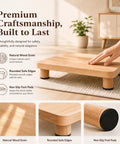Elevated Cat Food Stand, Ergonomic Neck And Spine Care Feeding Table with natural wood grain, rounded edges, and non-slip feet.
