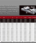 Precision flat nose pliers specifications chart with size, weight, and clamping force details for various models.