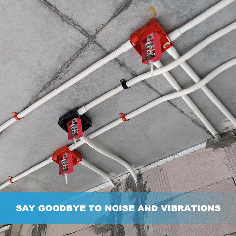 Ceiling Spring Vibration Isolator Hangers 8 Pack For Mechanical Damping Mounts installed on ceiling with pipes