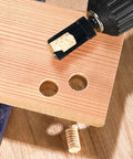 8 Piece Wood Plug Cutter Set With Four Straight And Four Tapered Cutters, One Quarter Hex Shank drilling tapered plug into wood